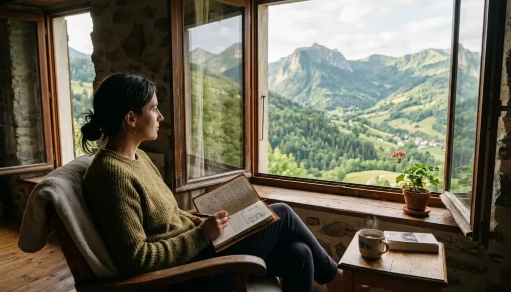 Femme en introspection devant le paysage