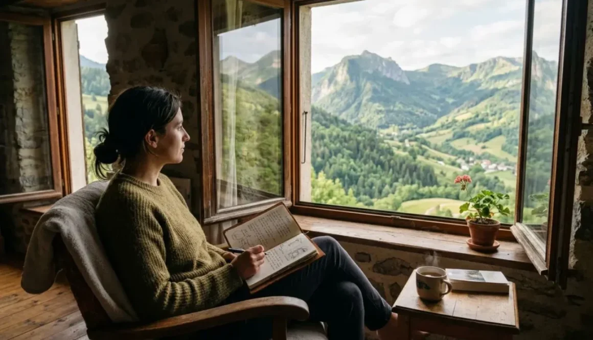 Femme en introspection devant le paysage