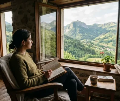 Femme en introspection devant le paysage