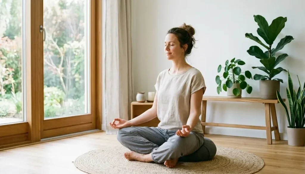 Femme en méditation sereine