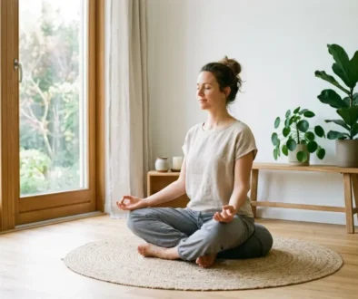 Femme en méditation sereine