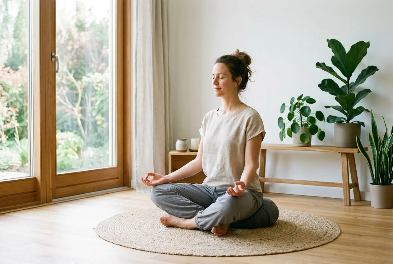 Femme en méditation sereine